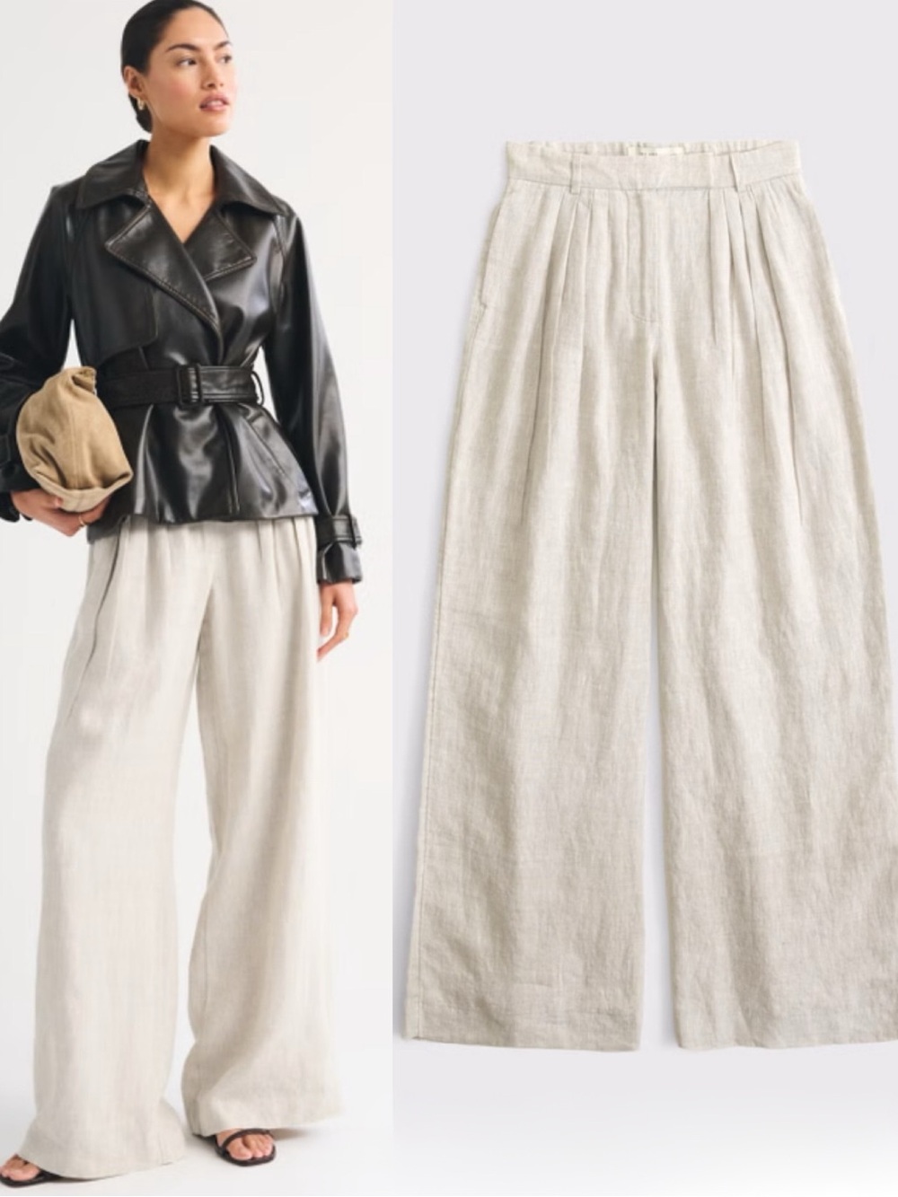 NWT Abercrombie & Fitch Linen High Rise Tailored Palazzo Pant